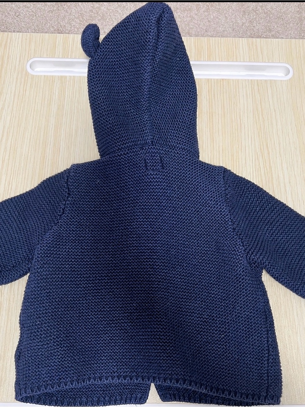 Baby Gap Navy Bear Ear Hooded Knit Cardigan 3-6M - Picture 2 of 6